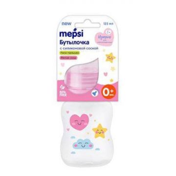 Бутылка для кормления Mepsi силикон с узким горлом happy 125мл 0+