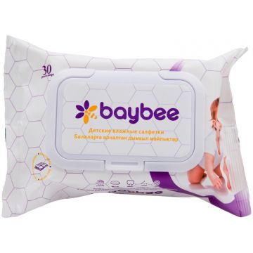 Влажные салфетки Baybee с клапаном гипоаллергенные 30шт