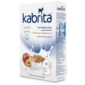 Каша на козьем молоке Kabrita гречневая с яблоком и абрикосом 180г с 5 месяцев