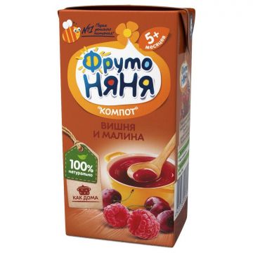 Компот Фруто няня вишня, малина 200мл с 5 месяцев