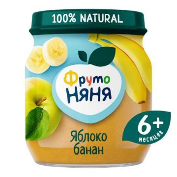 Пюре Фруто няня в стекле яблоко, банан 100г с 6 месяцев