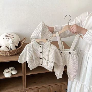 Детский комплект 3в1 кофта штаны шапка   Вязаный трикотаж     2571