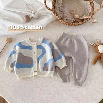 Детский комплект 2в1 кофта штаны  YIGE-YIGE Вязаный трикотаж     2535