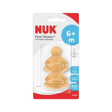 Соска Nuk First Choice+ латекс отверстие L 2шт 6+