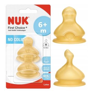 Соска Nuk First Choice+ латекс отверстие М 2шт 6+