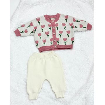 Детский комплект 2в1 кофта штаны  YIGE-YIGE Вязаный трикотаж     2578