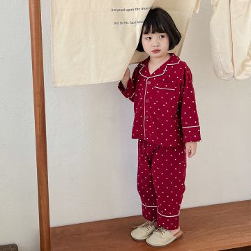 Пижама для детей рубашка штаны Точки  Фланель     CJ250353