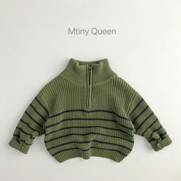 Свитер полоска Mtiny Queen Вязаный Зеленый/черный Уни Замок 23T56