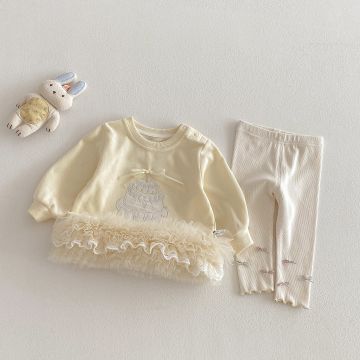 Детский комплект 2в1 кофта леггинсы   Трикотаж Желтый  Дев  H5661H5627