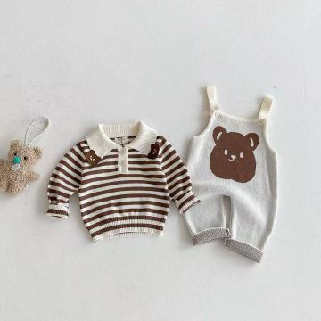 Детский комплект 2в1 свитер полукомбинезон   Вязаный трикотаж     2533