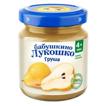 Пюре Бабушкино Лукошко в стекле груша 100г с 4 месяцев