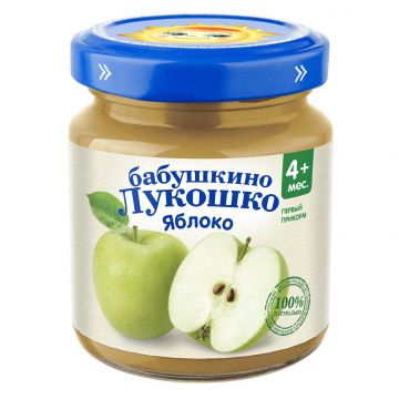Пюре Бабушкино Лукошко в стекле яблоко 100г с 4 месяцев