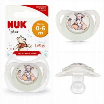 Пустышка Nuk Star Winnie силикон тигр 0-6мес