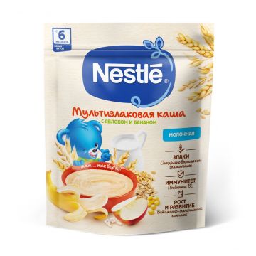 Молочная каша Nestle мультизлаковая  яблоко и банан 200г с 6 месяцев