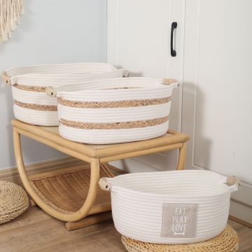 Корзина для игрушек и белья  43*19 см   Плетенная/дерево Кожаные ручки L18
