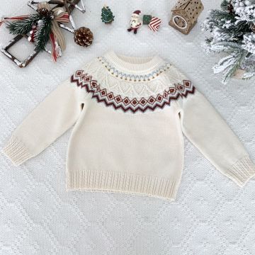 Свитер Узоры Virgil kids Вязаный Молочный Уни  S2119
