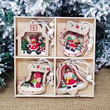 Елочные игрушки в деревянной коробочке     Дерево  IGR98