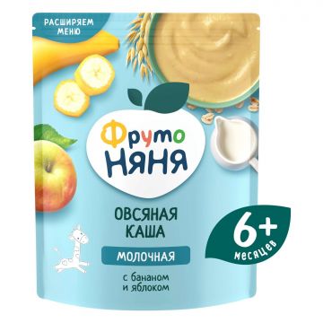 Молочная каша Фруто няня овсяная с бананом и яблоком 200г с 6 месяцев