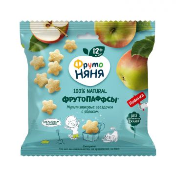 Фрутопаффсы Фруто няня иультизлаковые звездочки с яблоком 21г с 12 месяцев