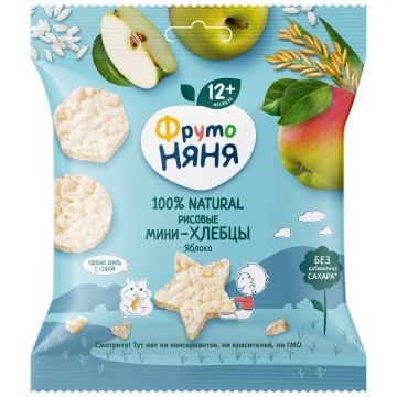 Мини-хлебцы Фруто няня рисовые с яблоком 30 г с 12 месяцев
