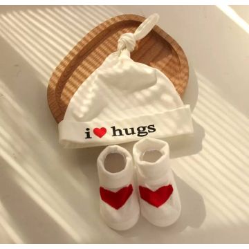 Набор шапка с пинетками Chicbaby Трикотаж Белый I love hugs Уни, Постоянный NAB987