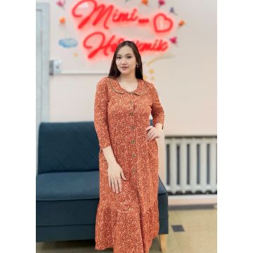 Халат Milana Оранжевый Цветочки  пуговица