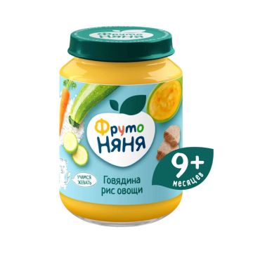 Пюре Фруто няня в стекле овощи, рис, говядина 190г