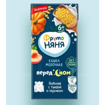 Молочная каша Фруто няня Перед сном пшенная с тыквой и персиком 200мл с 6 месяцев
