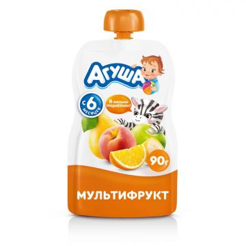 Пюре Агуша Дой-пак мультифрукт 90г с 6 месяцев