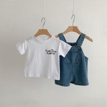 Комплект футболка шорты комбинезон   Mini tianshi джинсовая/трикотаж     103226