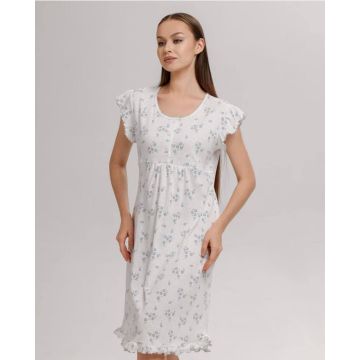 Сорочка 9076 Ellada Белый  Перфорированный жакард пуговица Рюша