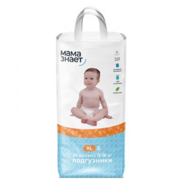 Подгузники Мама знает 5-XL 12-18кг (44шт)