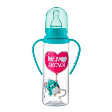 Бутылочка «Мен акемди жаксы корем» с ручками (бирюзовый) 250 мл 3+ Baby Planet