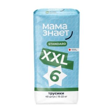 Трусики Мама знает STANDART 6-ХXL 15-22кг (40шт)