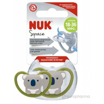 Пустышка Nuk Space коала силикон 18-36м